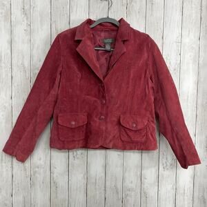 Motto Pink Short Suede Leather Moto Pockets Button Front Lined Jacket Blazer